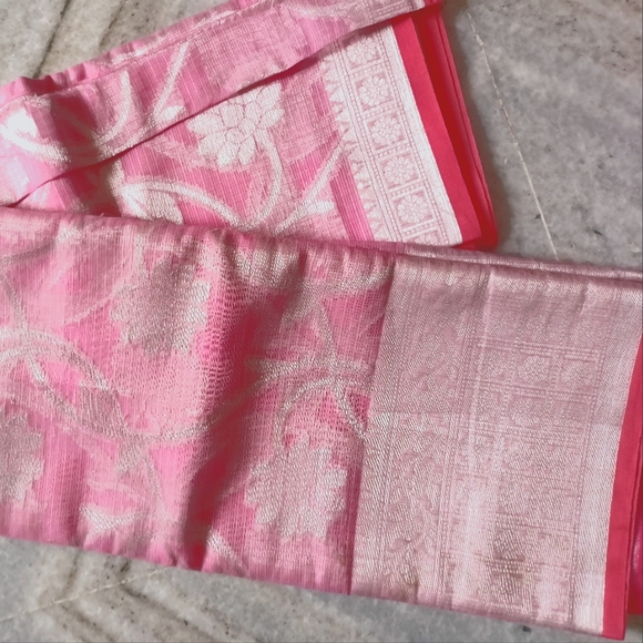 Other - NewHandwoven silver zari Kota semi silk saree with jaal design and silver border